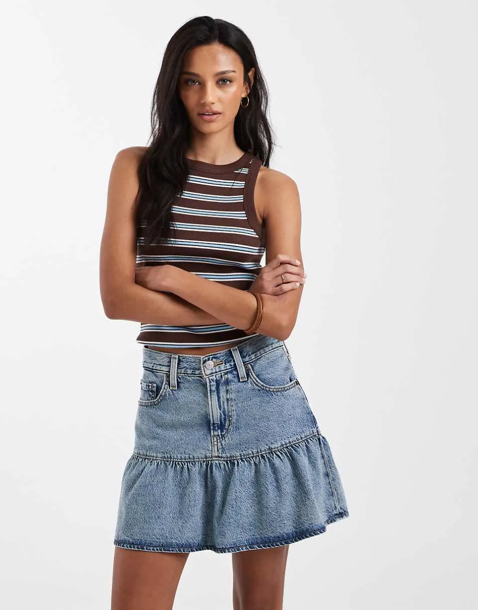 Levi's flounce denim mini skirt in blue wash