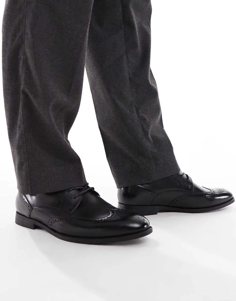ASOS DESIGN lace up brogue boots in black