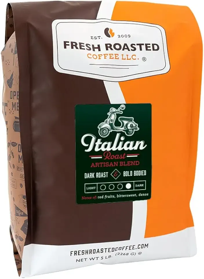 Fresh Roasted Coffee, Italian Roast, 5 lb (80 oz), Dark, Kosher, Ground