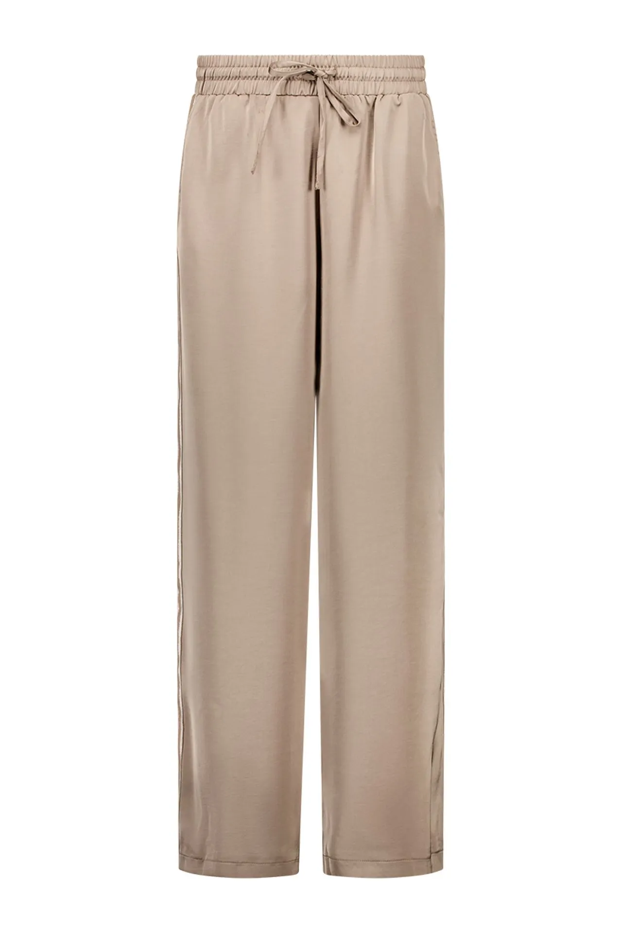 Wide fit broek | Taupe | Satijn