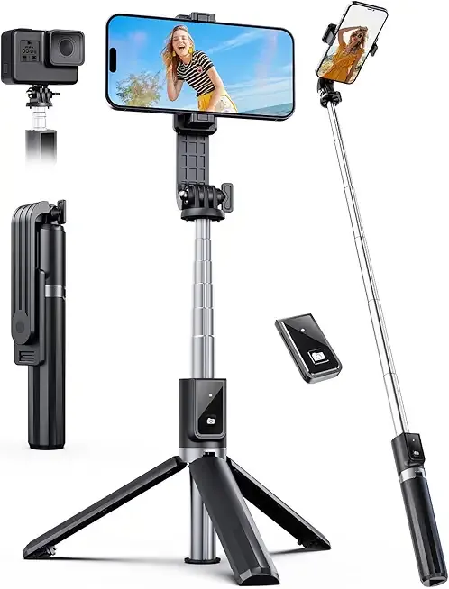 Selfie Stick Tripod with Remote, Extendable 360° Rotatable Selfie Stick, 41.7" Phone Tripod Stand for Cell Phone Filming Compatible with iPhone Samsung Android Smartphone Gopro
