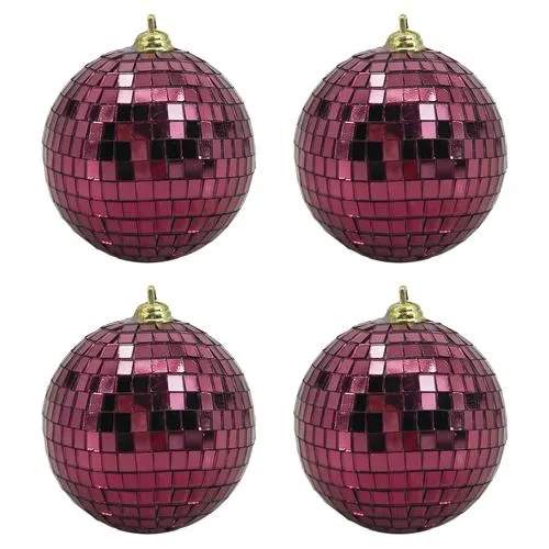 Enchanted Forest® 80mm Magenta Mirror Shatterproof Ornaments - 4 Pack