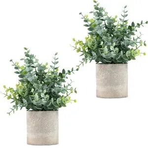 Mini plantas artificiales en maceta, hierbas artificiales, plantas de casa pequeñas, decoración de mesa de plantas verdes para interiores, 2 uds.