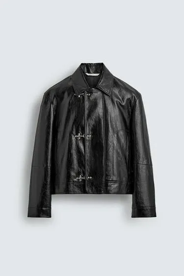 LEATHER EFFECT JACKET WITH FIREMAN CLASPS