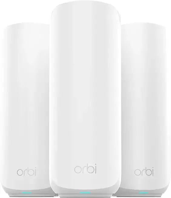Orbi 370 Series Dual-Band WiFi 7 Mesh Network System for Home (RBE373) – Wireless Router + 2 Extenders, Security Features, 5 Gbps, Covers 6,000 sq.ft., 70 Devices, 2.5GB Internet Port, BE5000