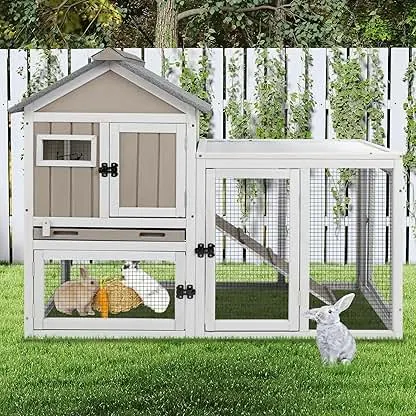Ketive 48" L Rabbit Hutch Outdoor Indoor Bunny Hutch…