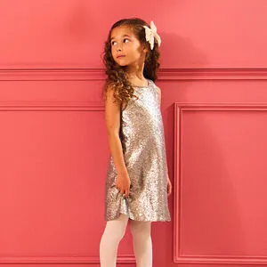 Robe de fête sans manches en sequins argentés pour fille