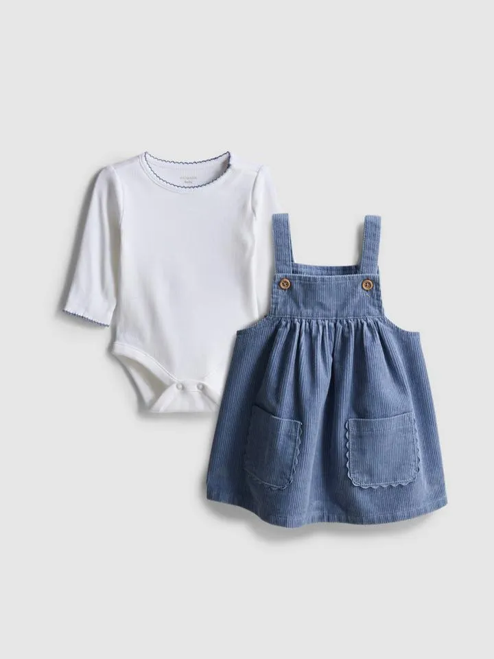 0–18 mois | Body et robe chasuble en velours nouveau-né