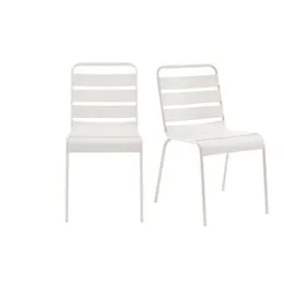 Matt Blatt Miami Metal Outdoor Dining Chair (Light Grey, 2 Pack)