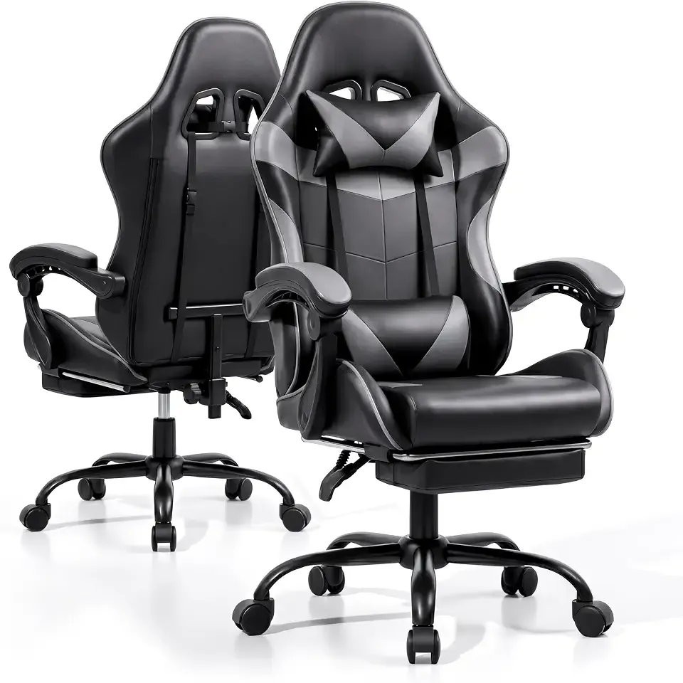 Gaming Chair with Footrest and Lumbar Support, Height Adjustable Chair with 360°Office Desk Chair,Heavy Duty 330lbs Computer Chair for Adults