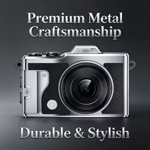 Mini Thumb Digital Camera 4K HD Pocket Cam 21.2g Lightweight Vintage Metal Camcorder OTG Transfer Built-in Flash Portable Kids