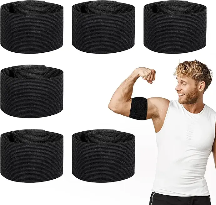 simarro 6PCS Captain Armbands, 5x30 CM/2x12 Inch Black Elastic Arm Band Adjustable Leader Armband Team Sport Arm Badge Funeral Mourning Band for Football Basketball Volleyball