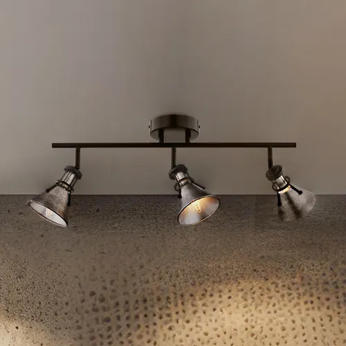 Patriot Lighting® Ashtyn Matte Black & Charcoal Patina 3-Light Track Lighting Set