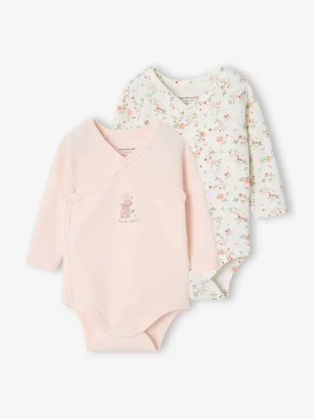 Lot de 2 bodies naissance manches longues - rose pâle