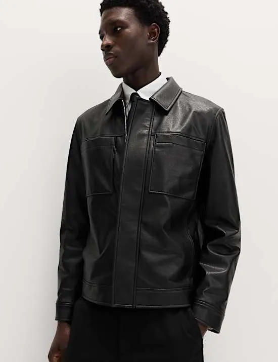 Faux Leather Trucker Jacket