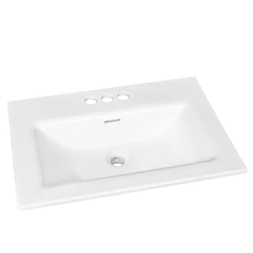 Rectangular Drop-in Sink with 4 inch Center Drilling in White