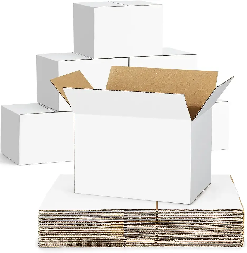 40-Pack-Small-Shipping-Boxes-6x4x4, Corrugated-Cardboard-Boxes-for-Packaging-Small-Business, White-Boxes-Mailers
