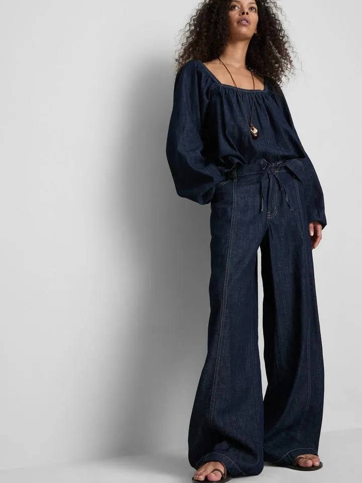 Pantalon large en denim de coton Paula Echevarría