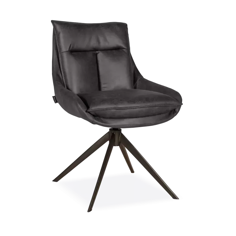 Eetkamerstoel Kenzo - vast - microleder Oxx Antraciet - pocketvering - poot zwart