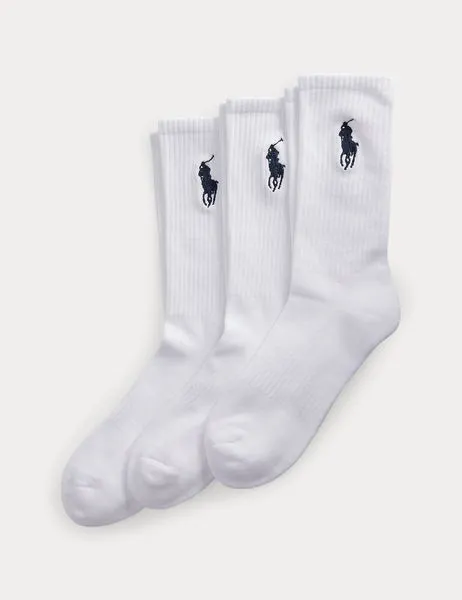 3-Pack Big Pony Crew Socks White