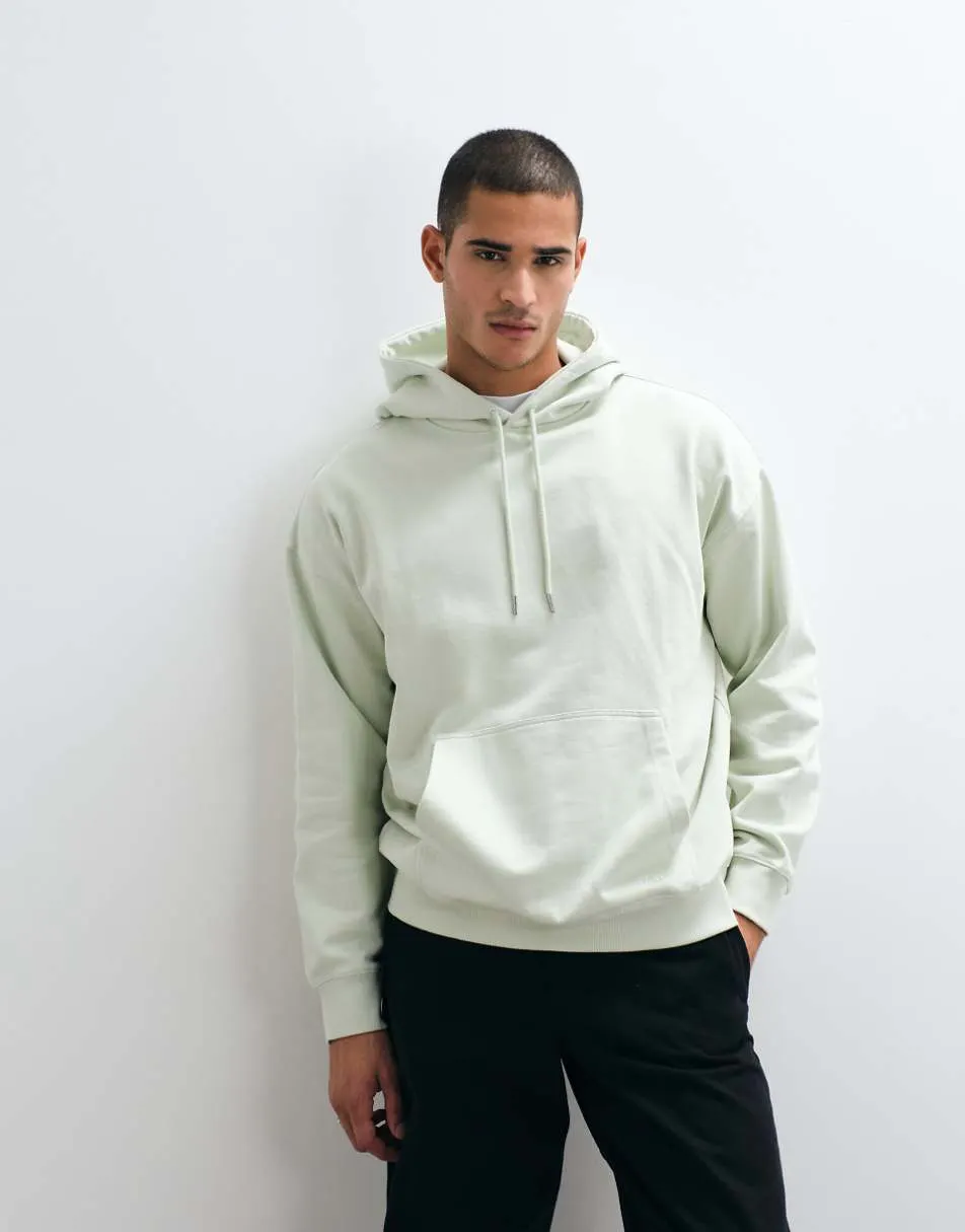 Rains 41170 relaxed fit splash logo hoodie with back print in pale green