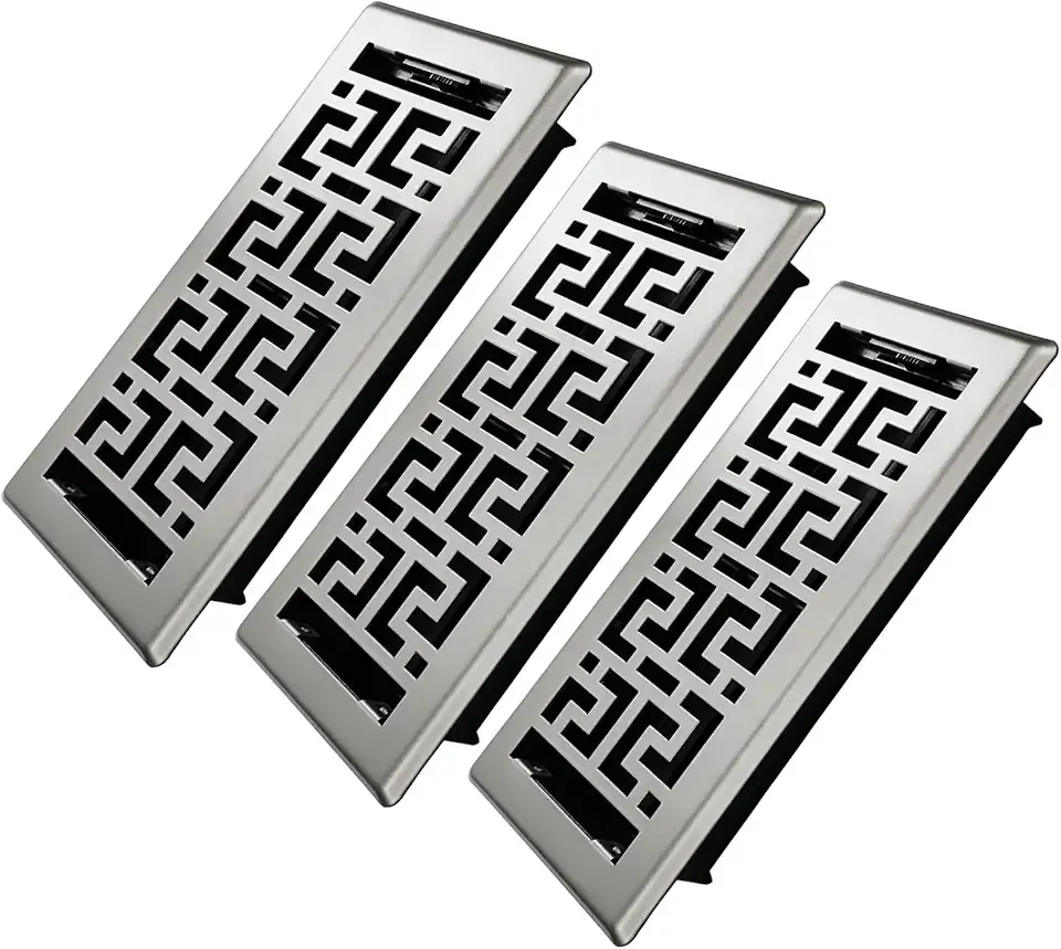 Floor Register 4x10 Inches - 3 Pack Heavy Duty Walkable Steel Floor Vents Easy Adjust Air Supply Lever Decorative Floor Vent Covers for Home Floor/Room/Sidewalk