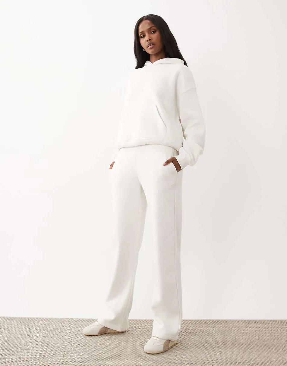 Gina Tricot co-ord loose fit straight leg joggers in off white