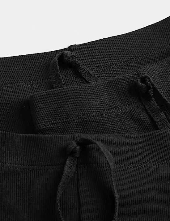 3er-Pack Gerippte Leggings mit hohem Baumwollanteil und ausgestelltem Bein (2–8 J.)
