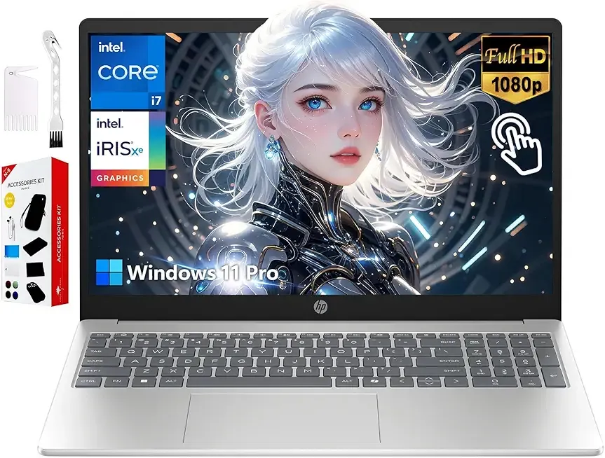 HP 15.6" FHD Touchscreen i7 Laptop, 32GB RAM 1TB SSD Intel 10-Core i7-1355U (Up to 5Ghz), Intel Iris Xe Graphics, Private Webcam, WiFi 6, Win 11 Pro, W/Accessorry, for Business and College Students