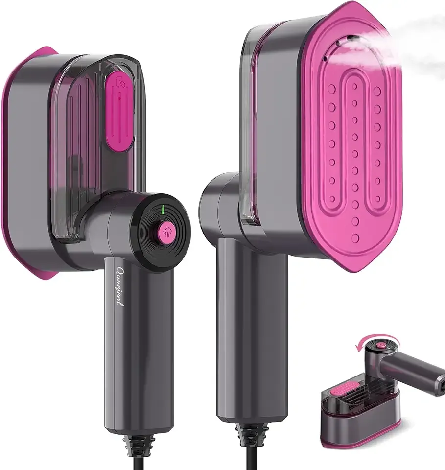 Travel Steamer - Portable Steamer for Clothes, 8FT Power Cord, Handheld Small Size Steam Iron Collapsible Design, Travel College Dorm Home Essentials (Purple)