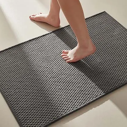TYUU Bathroom Rugs Non Slip Washable, Super Absorbent Thin Bath Mat Small Quick Dry Low Pile Bathroom Rug, Dark Grey 16"x24" TYUU Bathroom Rugs Non Slip Washable, Super Absorbent T…