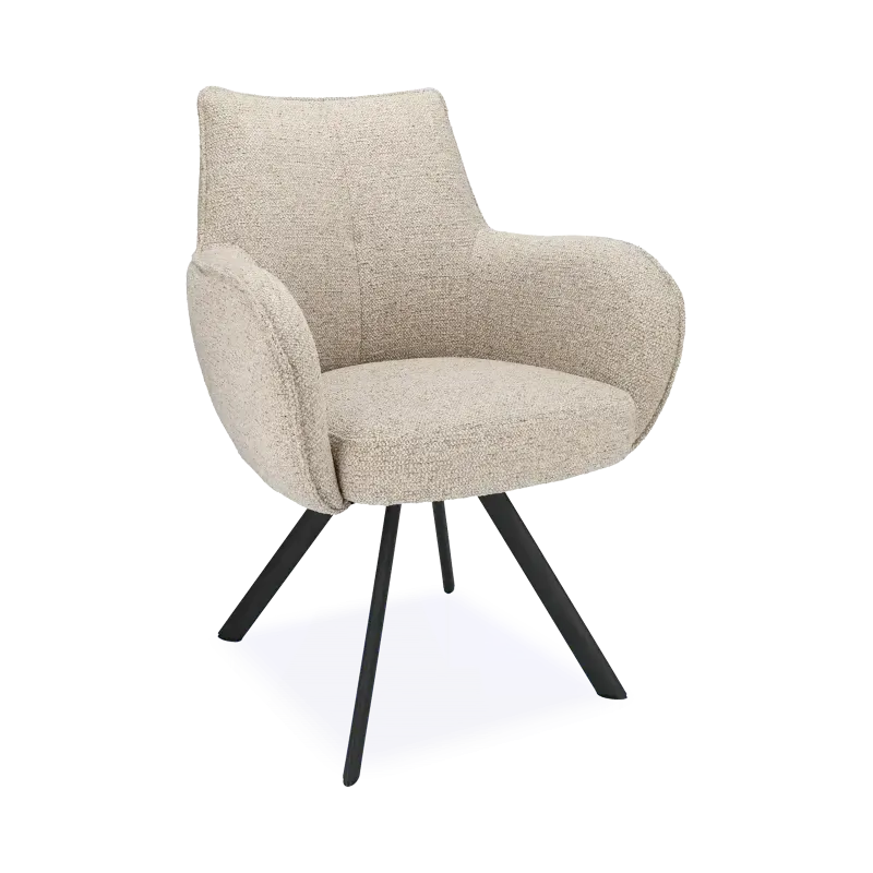 Armstoel Florian – draaibaar – stof Taurus Desert – poot zwart