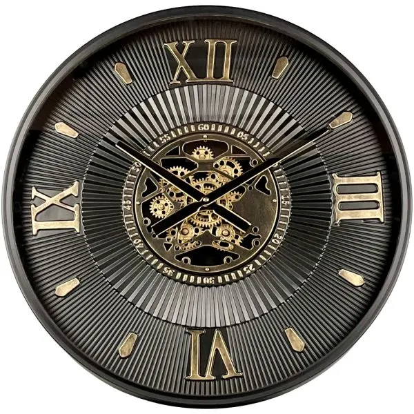 Klok Nimar metaal rond 60cm zwart dessin 54
