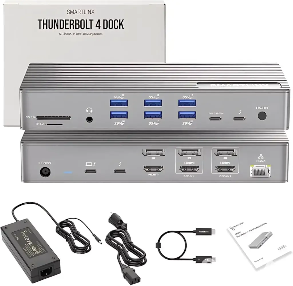 Thunderbolt 4 MacBook Docking Station Dual Monitor 21-in-1 USB-C Dock, 150W | DisplayLink, Single 8K or Dual 4K@60Hz, 40Gbps, 150W Charging, MacBook/Windows Compatible, 12-Month Warranty, US Support