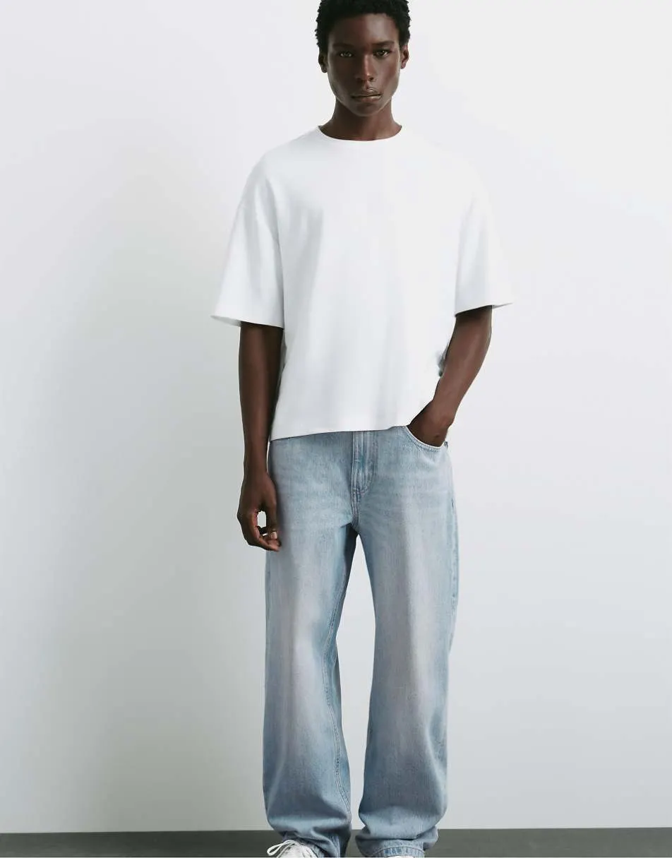 Pull&Bear Baggy jeans in pale indigo
