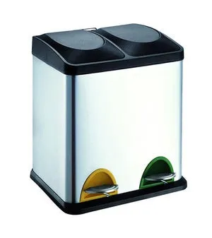 Cubo de basura acero con 2 compartimentos de 15L