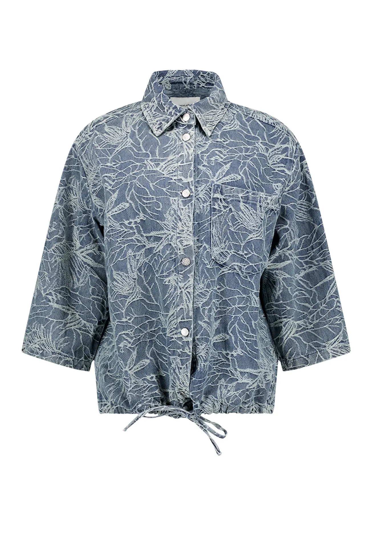 Blauw denim jasje met print