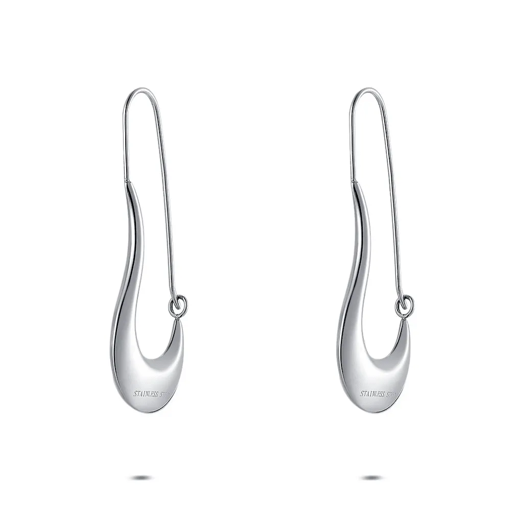 Oorbel in edelstaal, golvende vorm