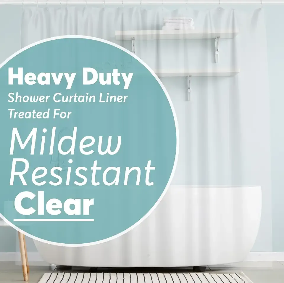 BigFoot Shower Curtain – 72 x 72 PEVA Heavy Duty Shower Curtain with Rustproof Metal Grommet and 3 Magnetic Weights – Odor Free and Compatible with Standard Showers, Clear
