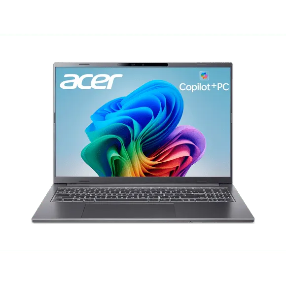 Acer Aspire 16 AI A16-11MT-X8A9 Copilot+ PC, 16" WUXGA (1920 x 1200) 120Hz IPS Touch Screen, Snapdragon X, 16GB RAM, 512GB SSD, Steel Gray
