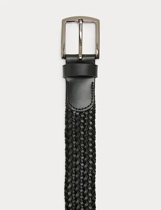 Stretch Leather Plaited Belt