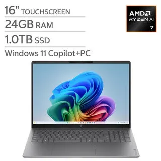 HP OmniBook 5 16" Touchscreen Laptop - AMD Ryzen AI 7 445 - Copilot+ PC - 2K (1920 x 1200) - 24GB Memory - 1TB SSD - Windows 11 Home