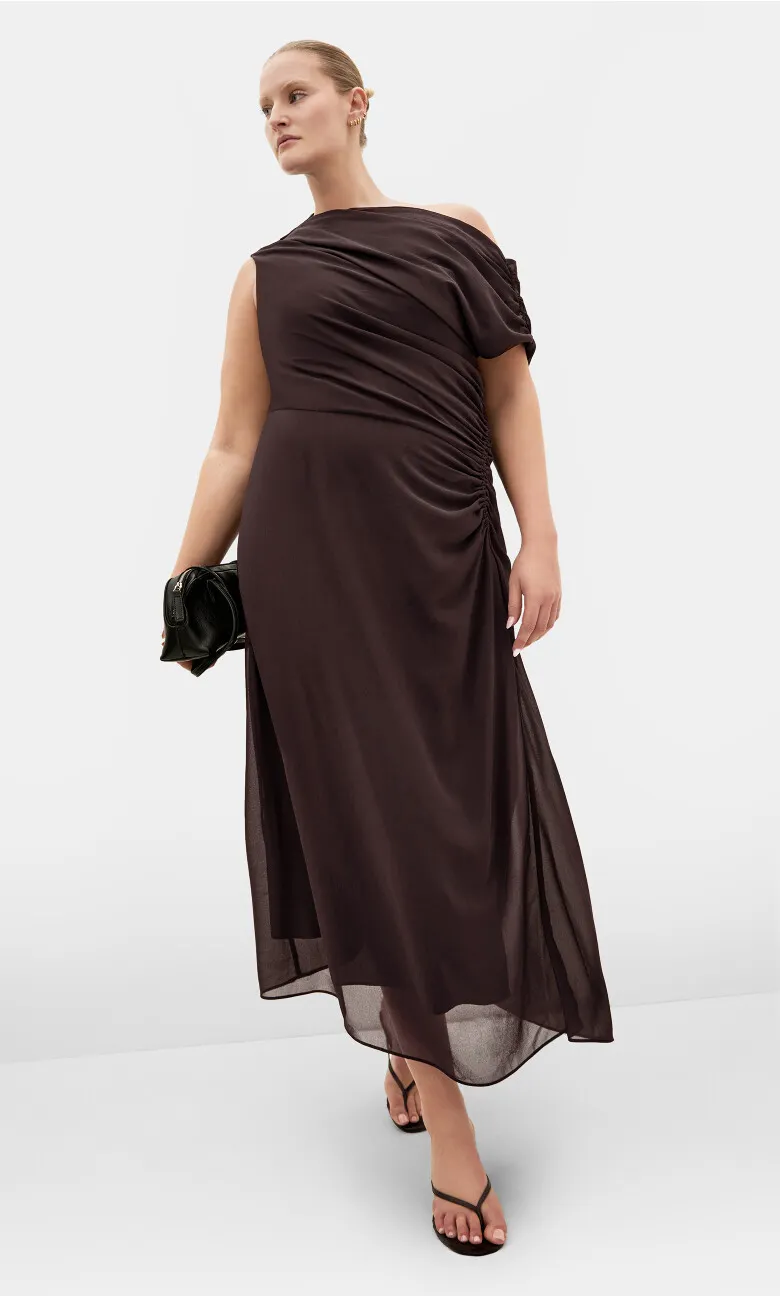 Vivid Colour Maxi Dress - espresso