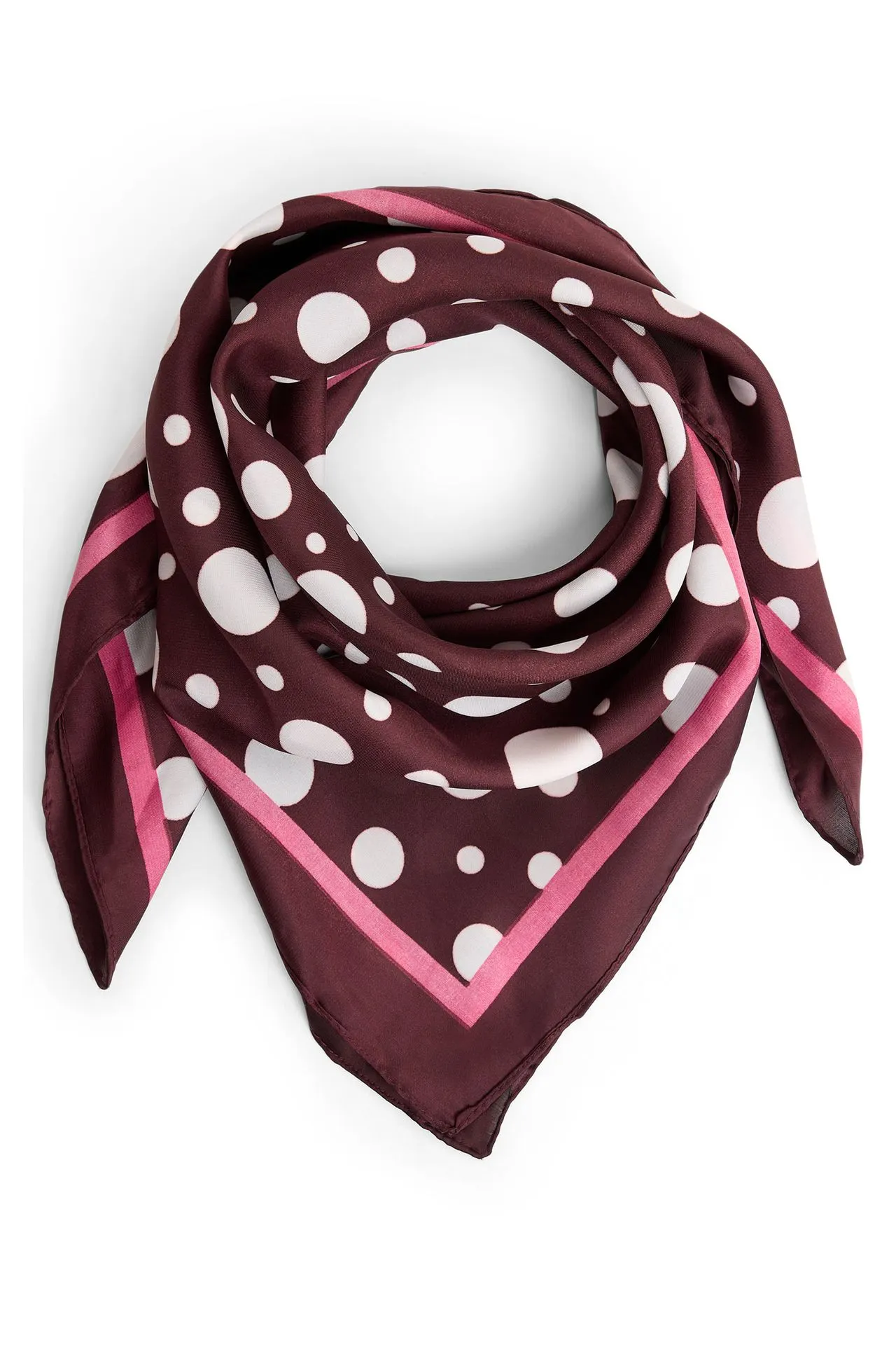 Bordeaux sjaal met polkadots