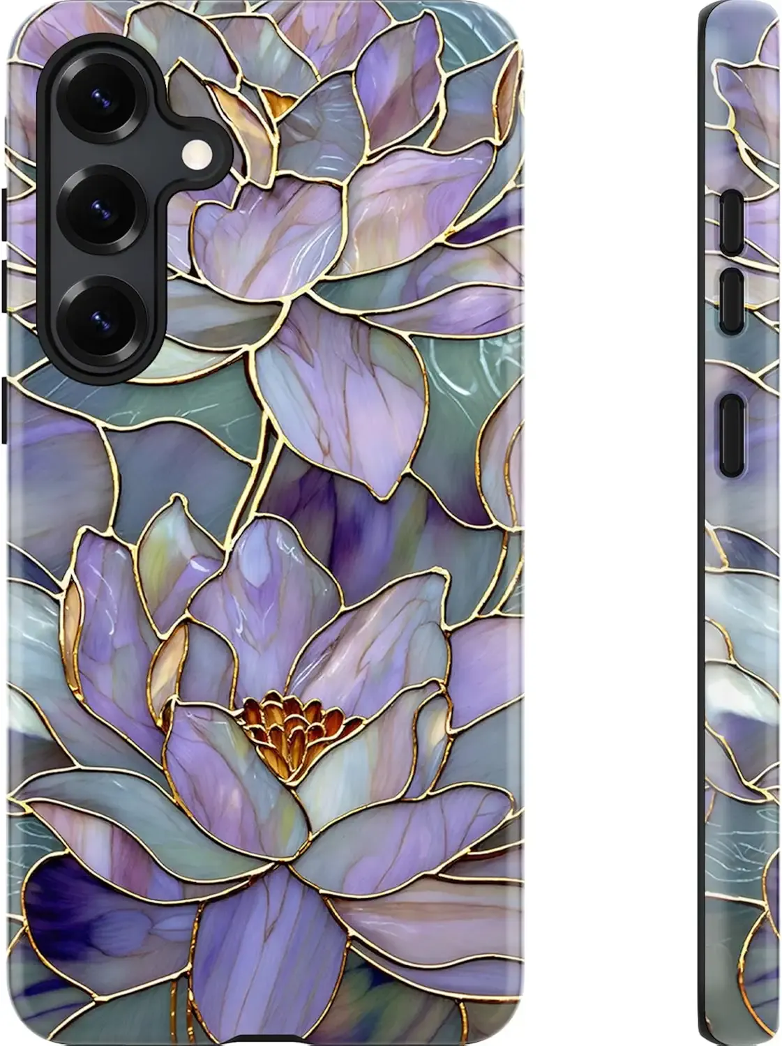 Esdot for Samsung Galaxy S25 Case - Wireless Charging Compatible – Dual-Layer Soft Silicone + Hard Shell - Wildflower Design - Protective Phone Cover for Women Girls - Abstract Lotus