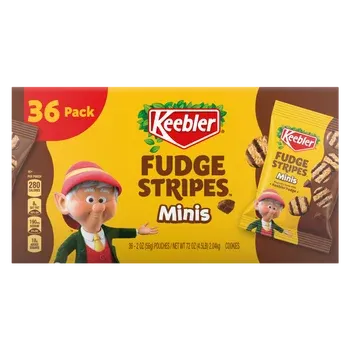 Keebler Fudge Stripes Minis Shortbread Cookies, 2 oz, 36-count