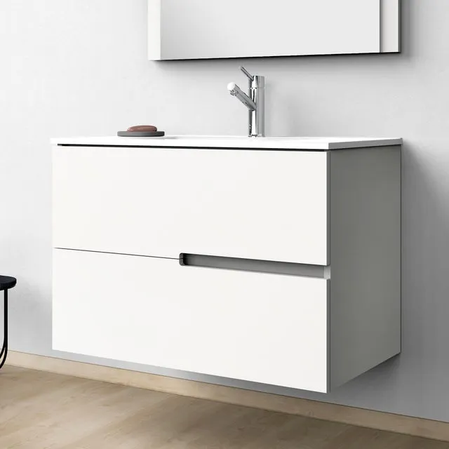 Mueble de baño con lavabo Alda Blanco 80x45 cm con 2 cajones