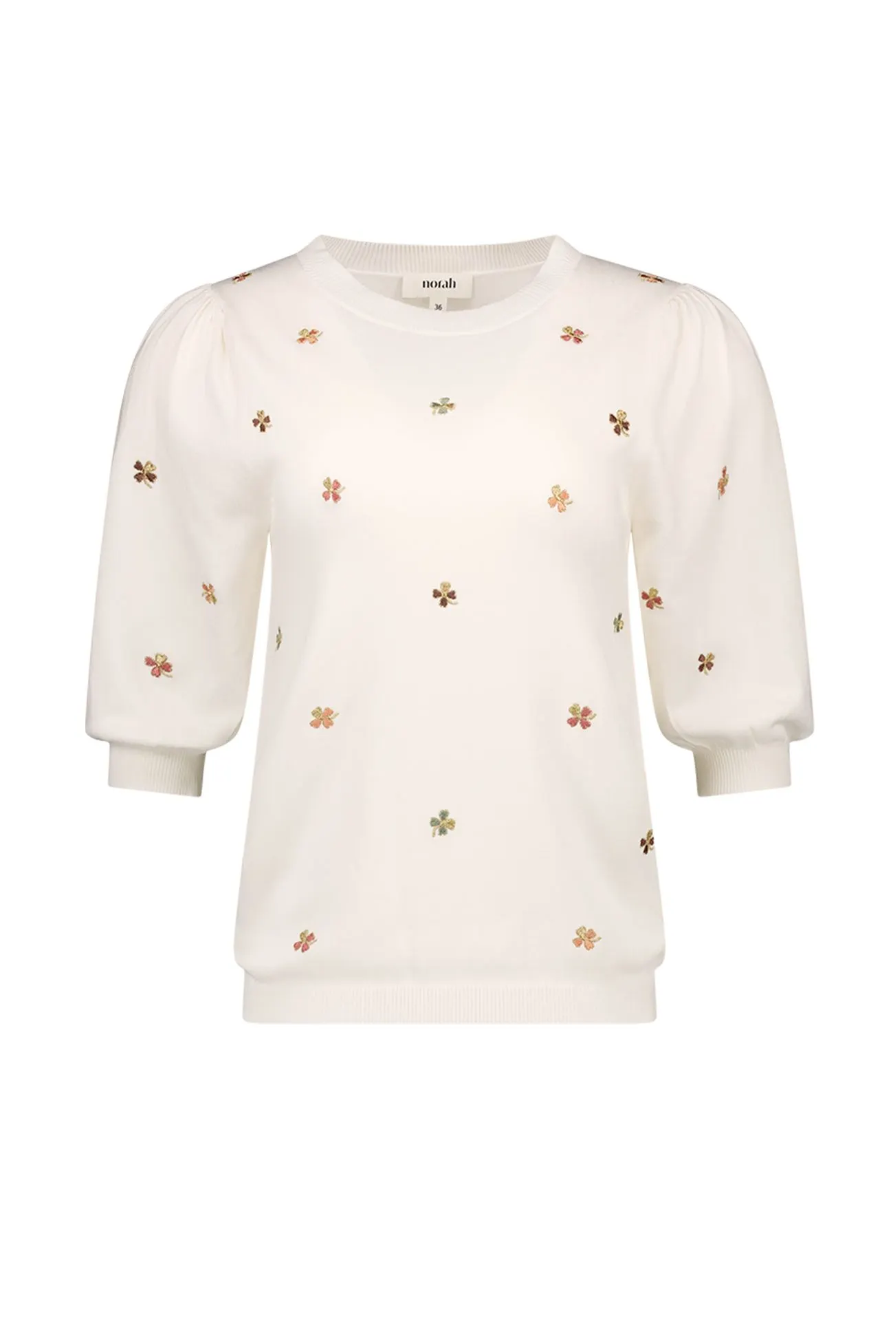 Ecru shirt met gekleurde klavertjes