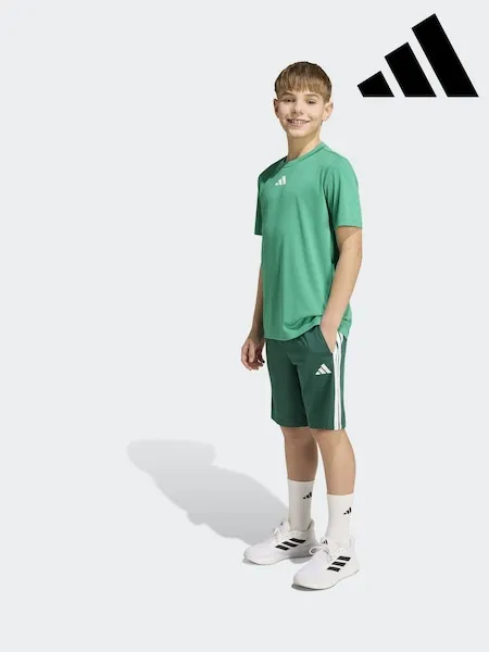 adidas Green Train Essentials 3-Stripes Kids T-Shirt & Shorts Set