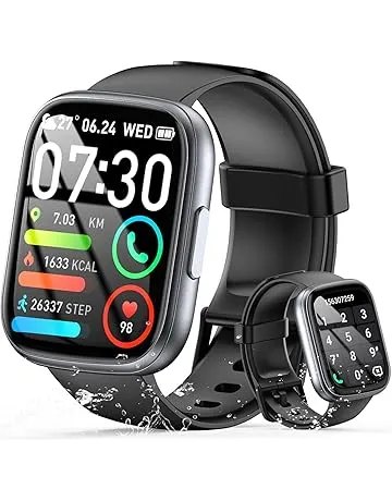 Smart Watch for Men Women (Answer/Make Call), 1.95" Touch Screen Fitness Tracker with Heart Rate/Sleep Monitor, IP68 Waterproof Smartwatch for Android iOS, Fitness Watch with 120+ Sports Modes, Black